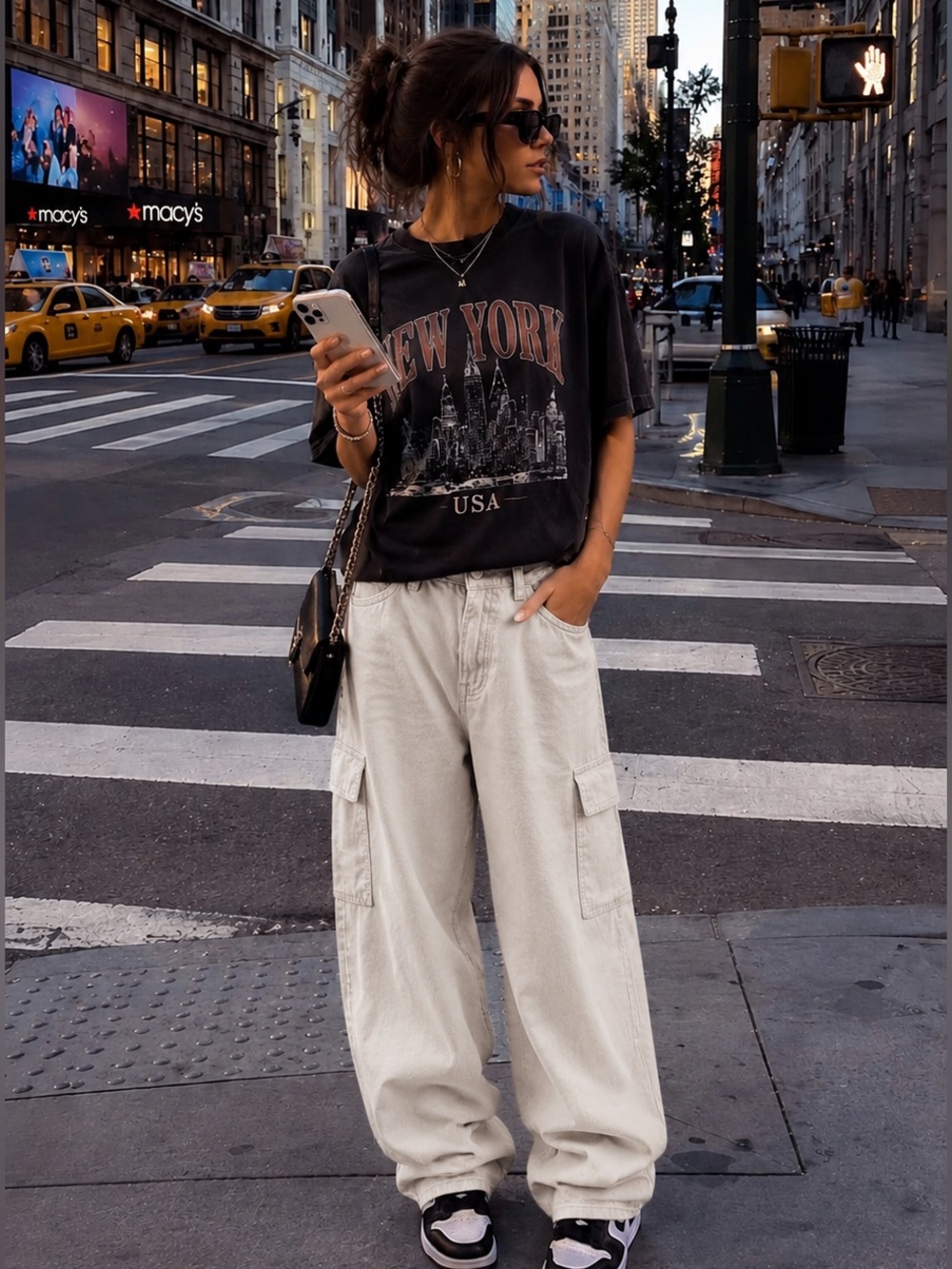 Hunter & Brown Cream Tencel Wide-Leg Cargo Pants – Size L